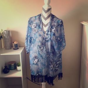 Blue stitch kimono